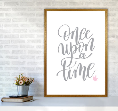 Once Upon A Time Grey Framed Typography Wall Art Print A1 Print Only