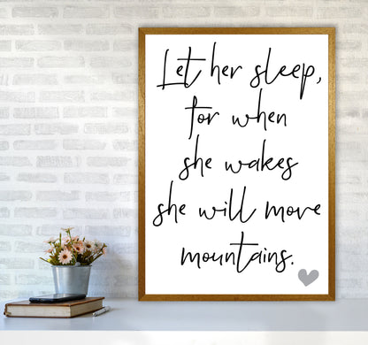 Let Her Sleep Framed Typography Wall Art Print A1 Print Only