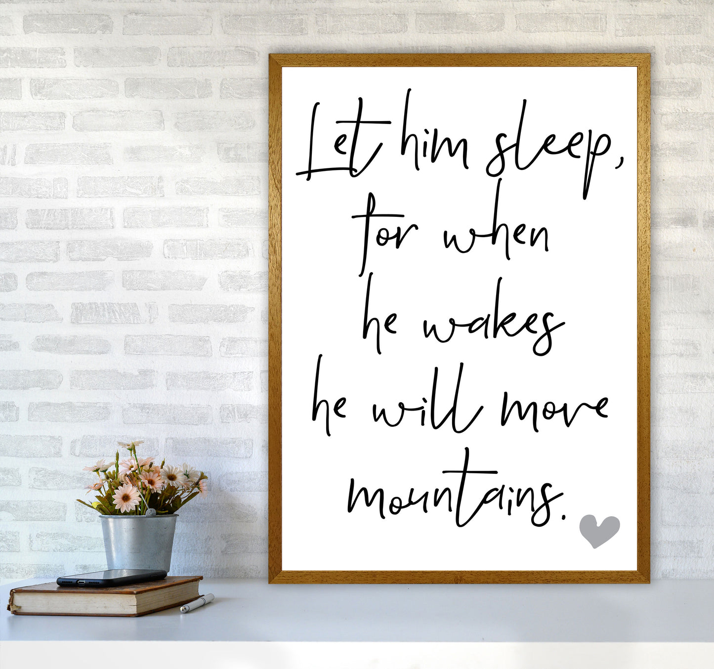 Let Him Sleep Framed Typography Wall Art Print A1 Print Only
