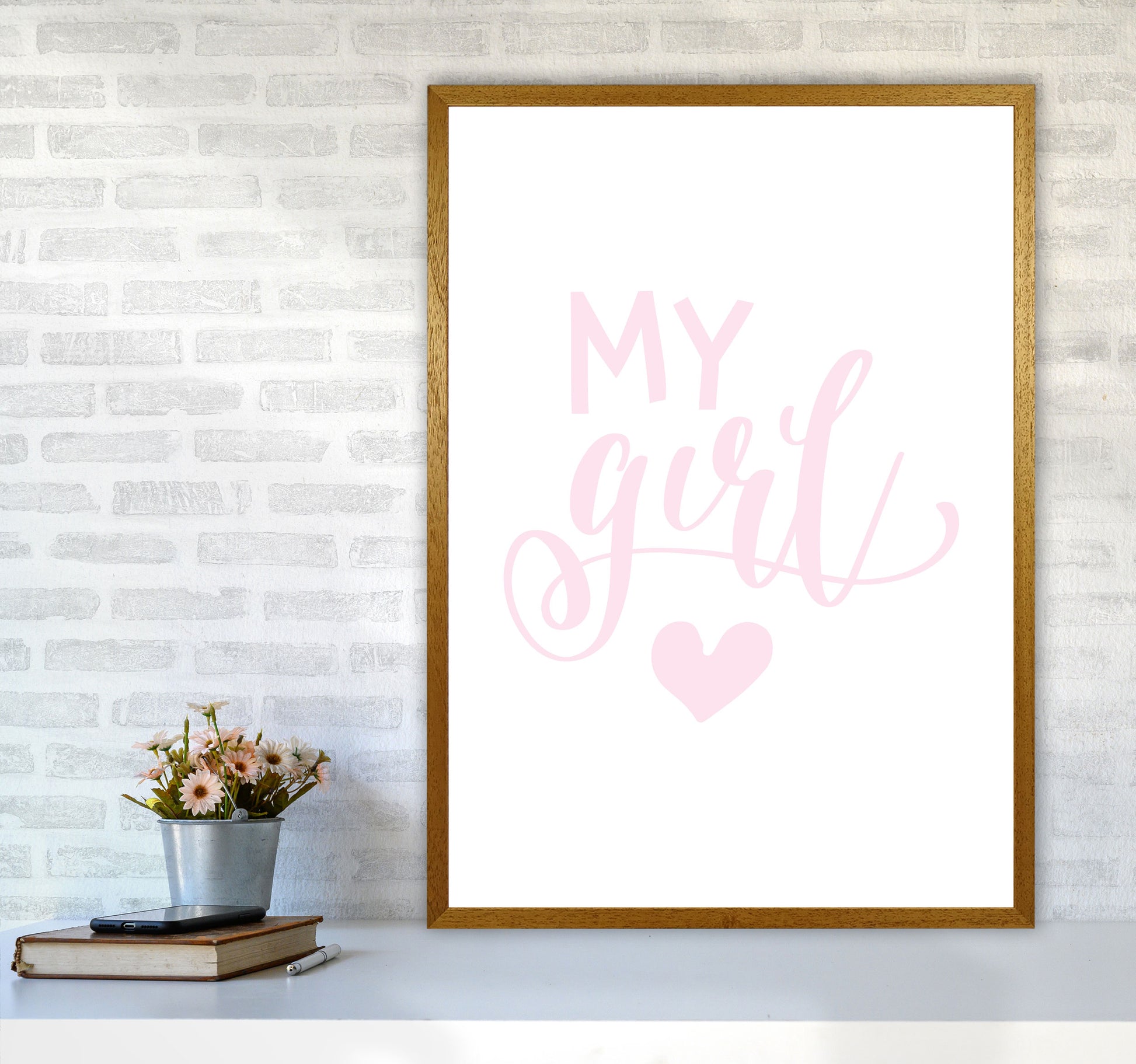 My Girl Pink Framed Nursey Wall Art Print A1 Print Only