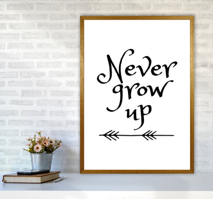 Never Grow Up Black Framed Nursey Wall Art Print A1 Print Only