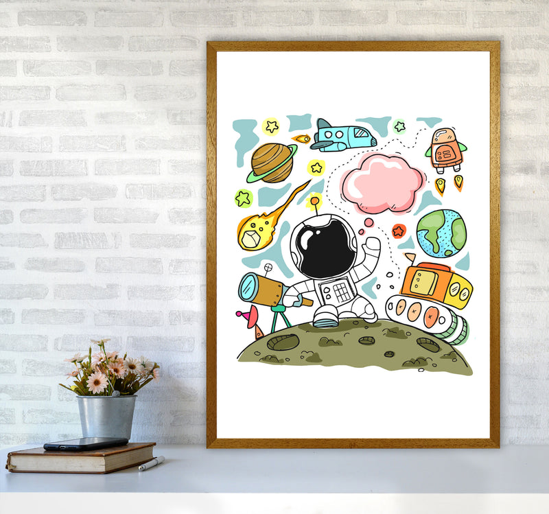 Space Illustration Framed Nursey Wall Art Print A1 Print Only