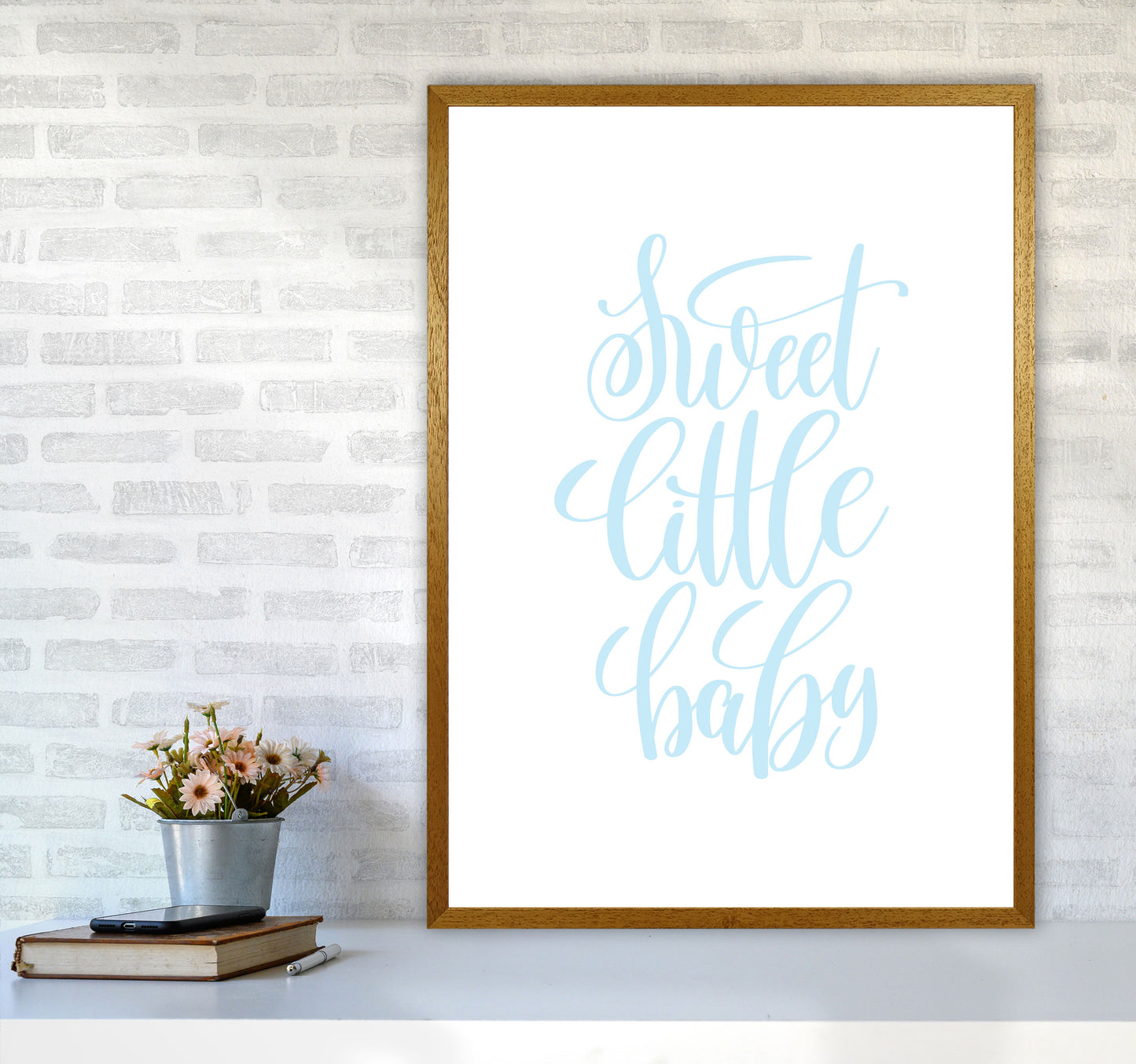 Sweet Little Baby Blue Framed Nursey Wall Art Print A1 Print Only