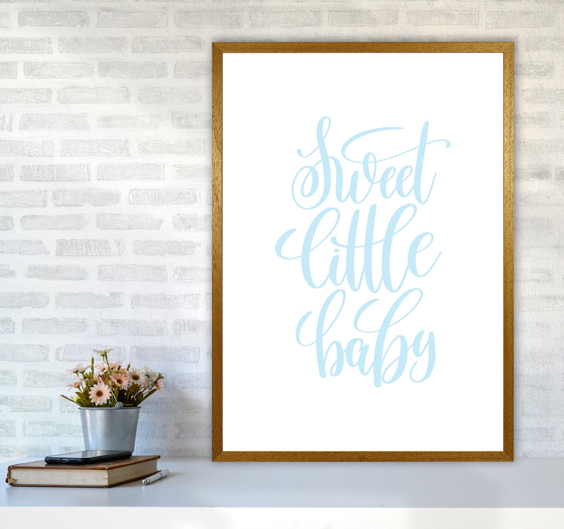 Sweet Little Baby Blue Framed Nursey Wall Art Print A1 Print Only