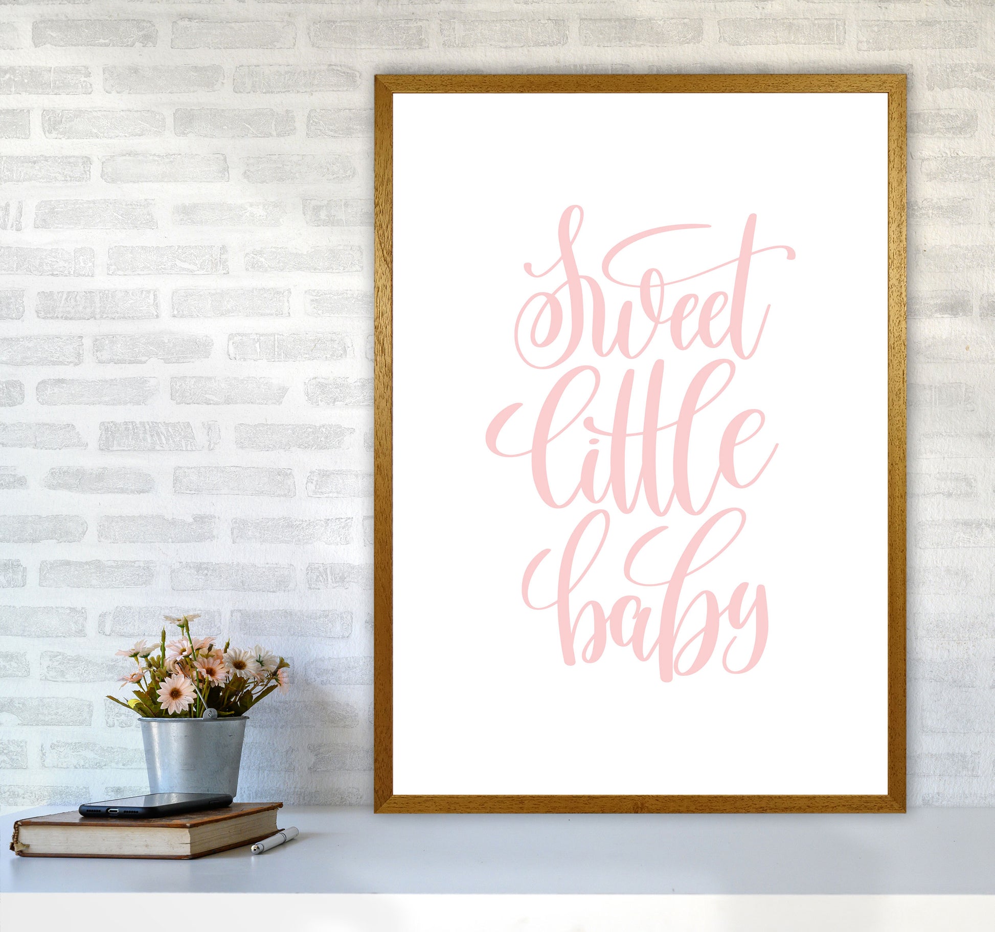 Sweet Little Baby Pink Framed Nursey Wall Art Print A1 Print Only