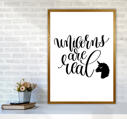 Unicorns Are Real Black Framed Nursey Wall Art Print A1 Print Only