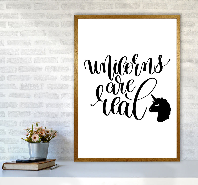 Unicorns Are Real Black Framed Nursey Wall Art Print A1 Print Only