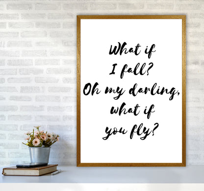 What If I Fall? Black Modern Print A1 Print Only