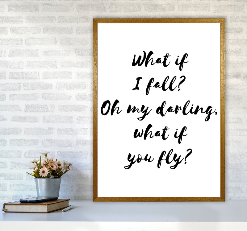 What If I Fall? Black Modern Print A1 Print Only