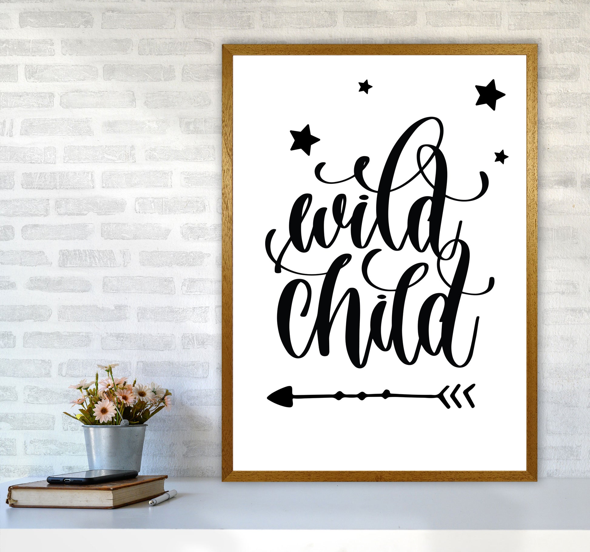 Wild Child Black Framed Nursey Wall Art Print A1 Print Only