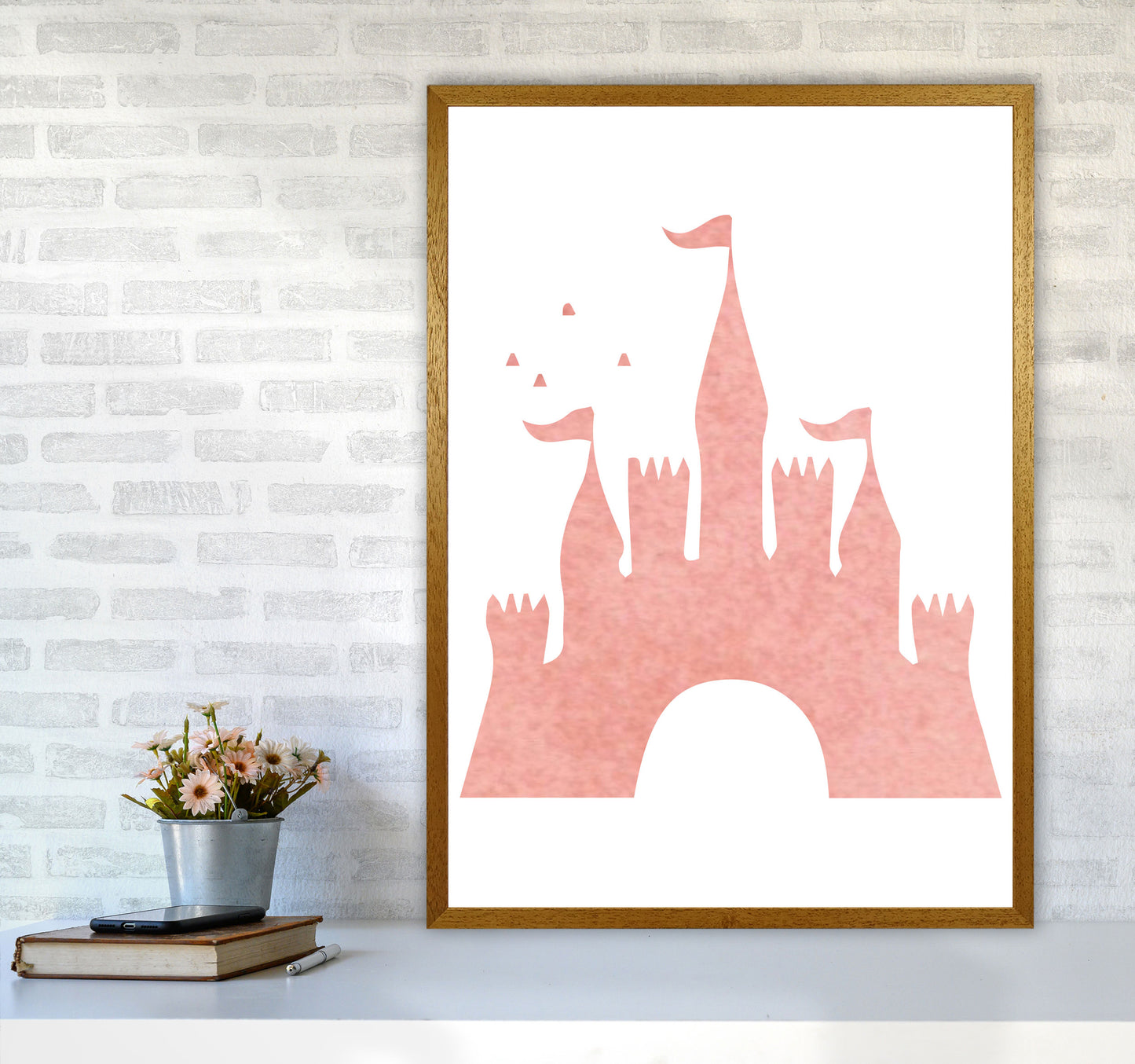 Peach Castle Watercolour Modern Print A1 Print Only