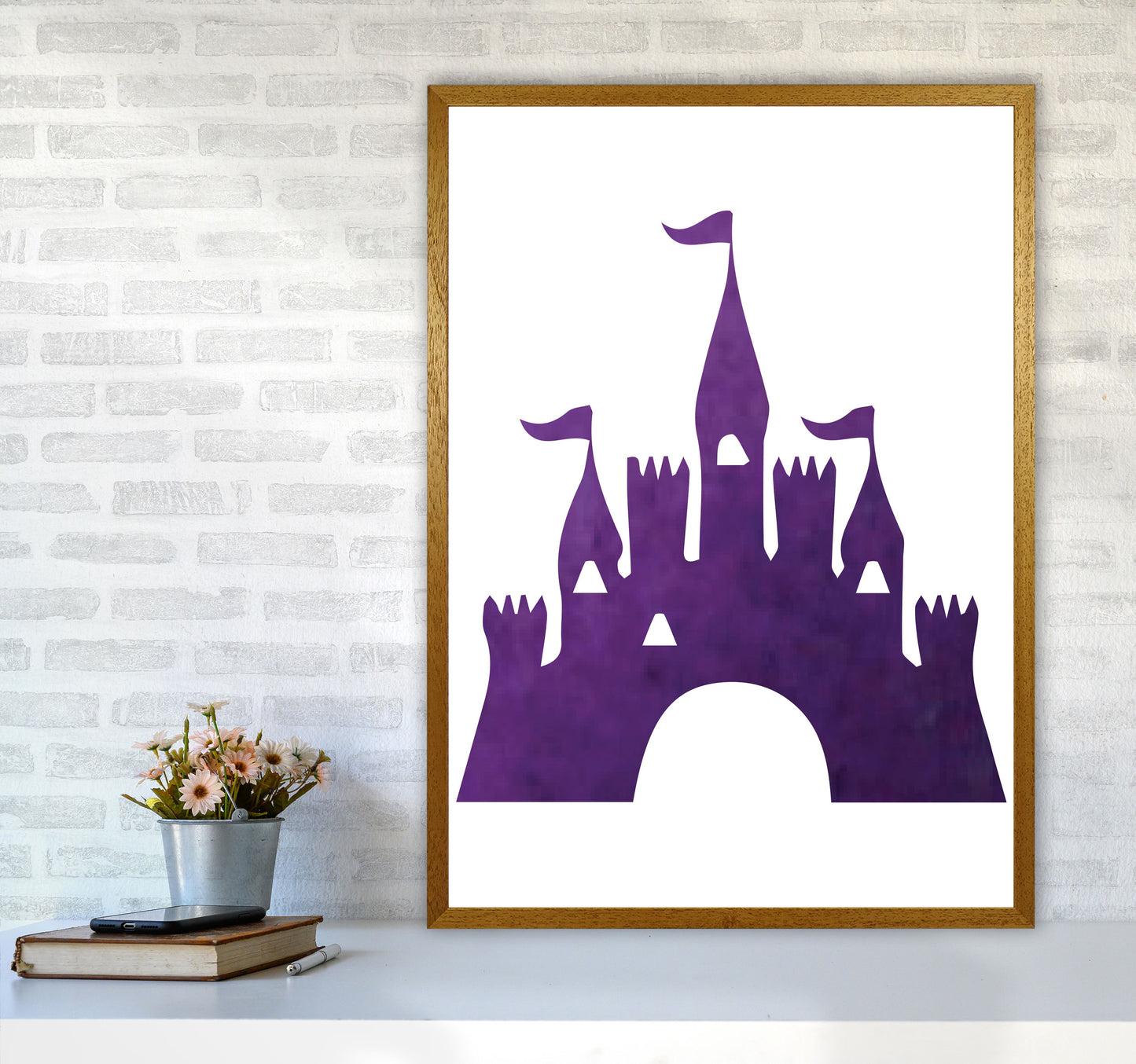 Purple Castle Watercolour Modern Print A1 Print Only