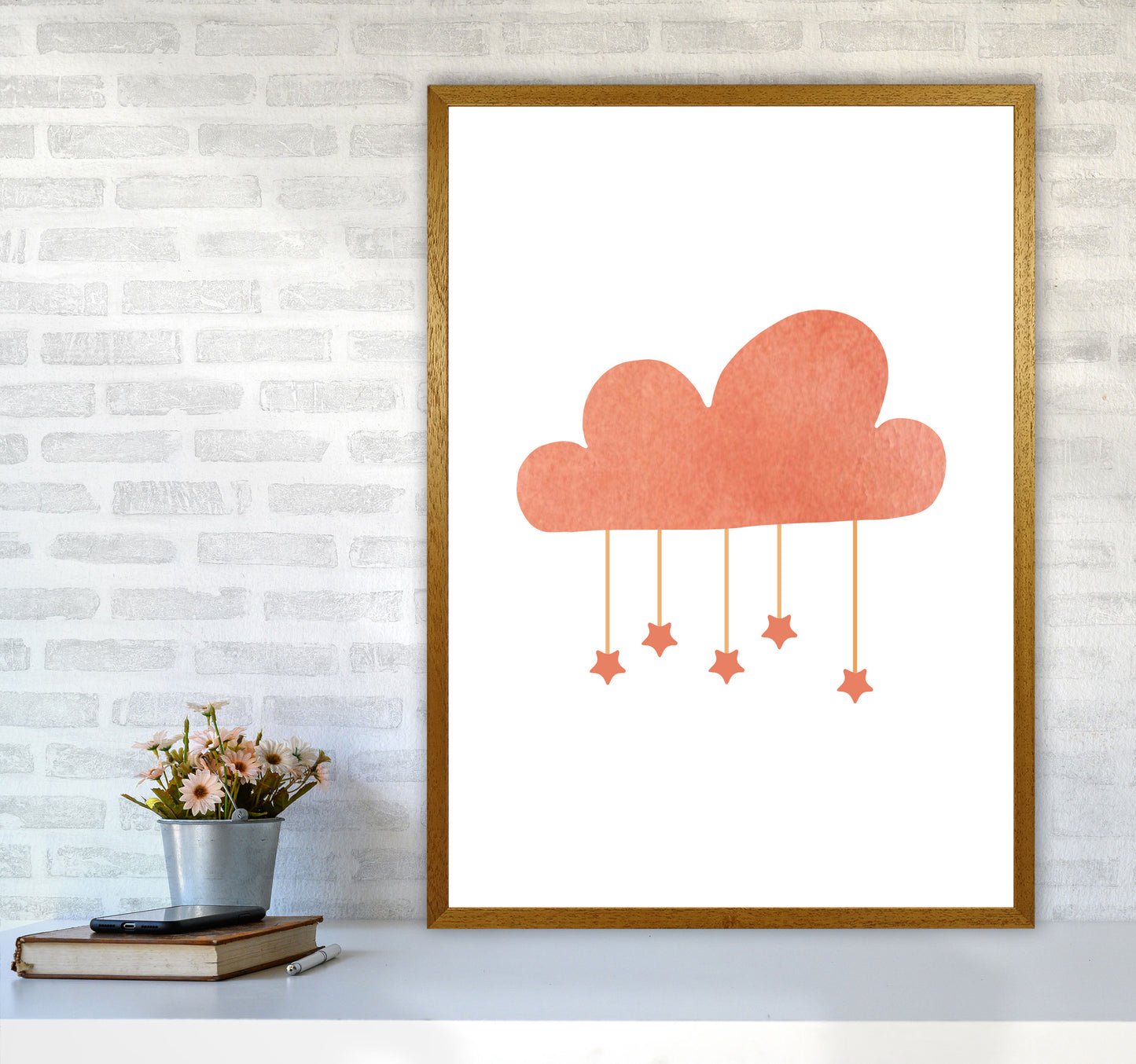 Peach Cloud Watercolour Modern Print A1 Print Only