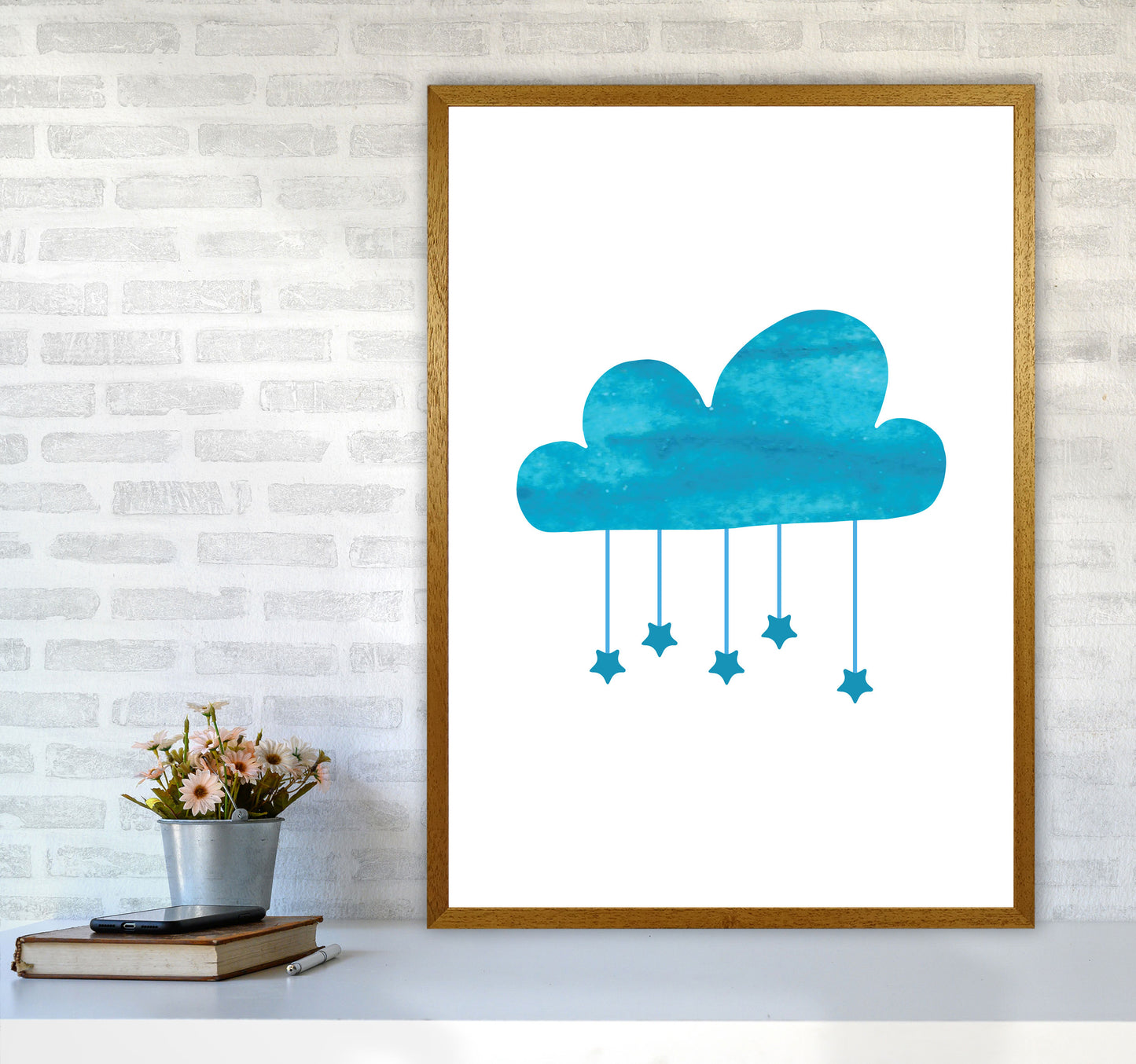 Turquoise Cloud Watercolour Modern Print A1 Print Only