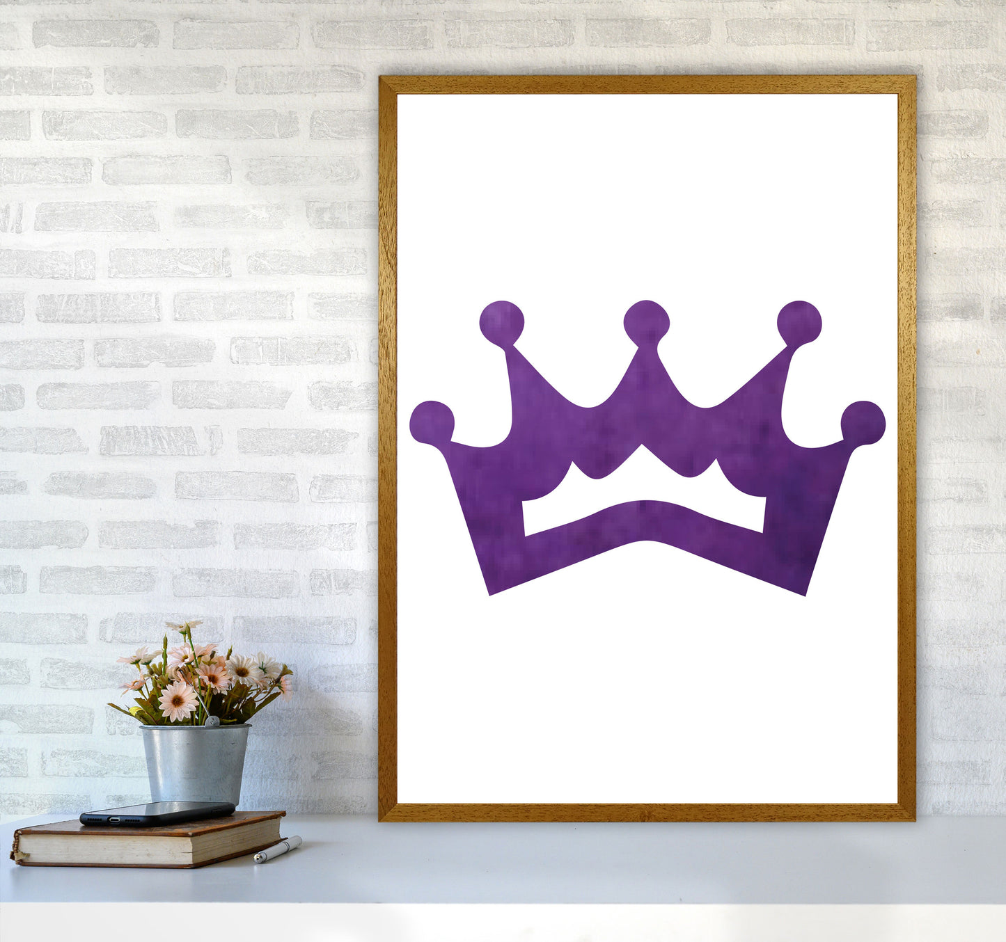 Purple Crown Watercolour Modern Print A1 Print Only