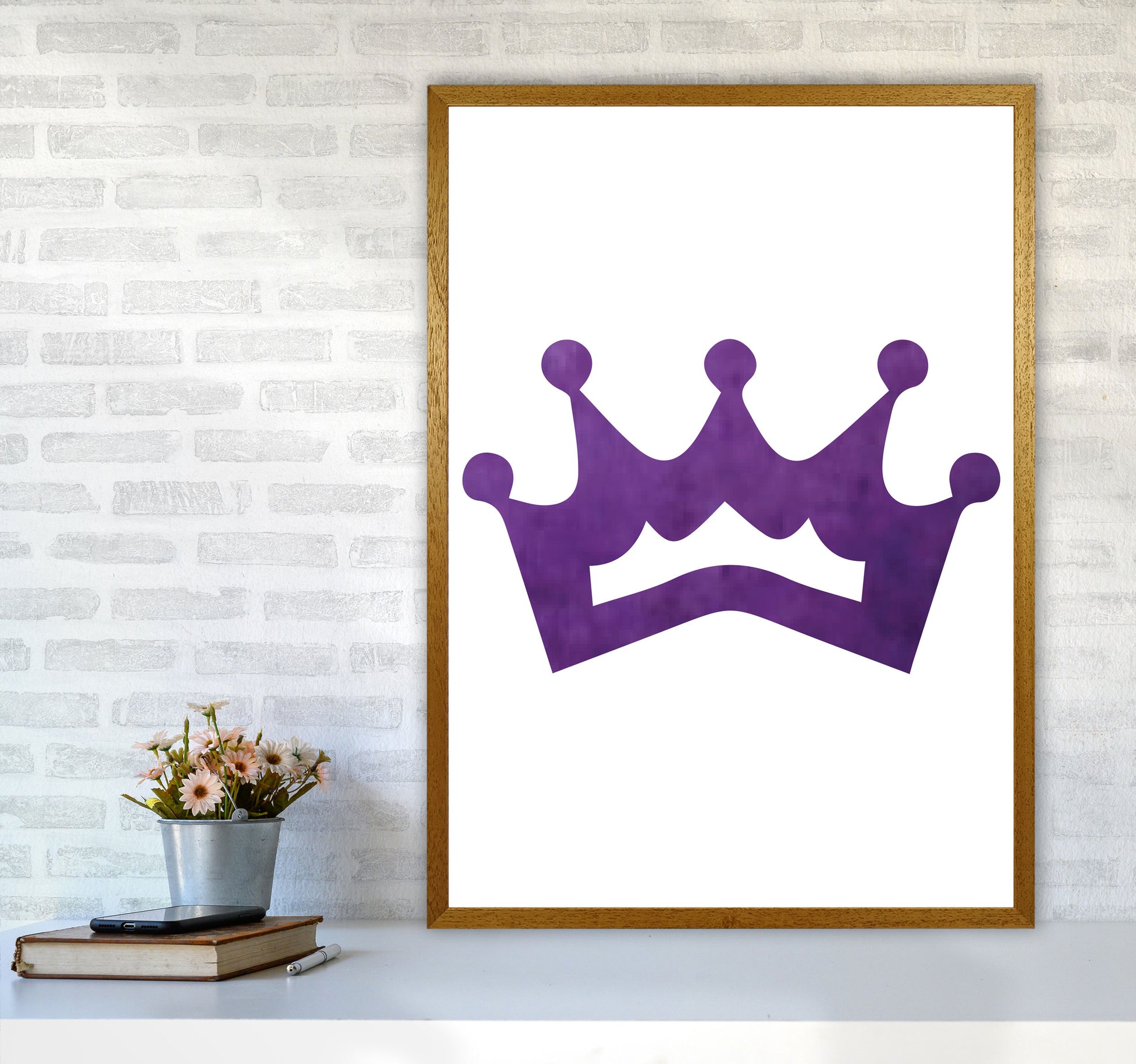 Purple Crown Watercolour Modern Print A1 Print Only