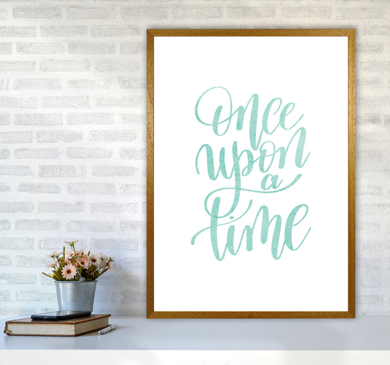 Once Upon A Time Mint Watercolour Framed Typography Wall Art Print A1 Print Only