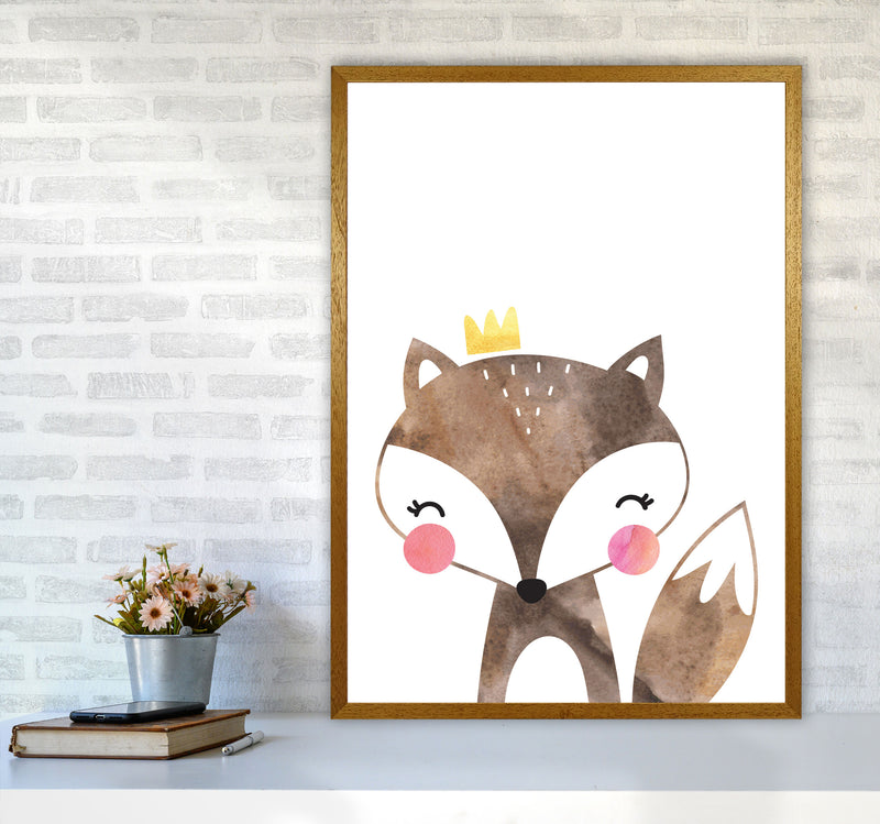 Scandi Brown Fox Watercolour Framed Nursey Wall Art Print A1 Print Only