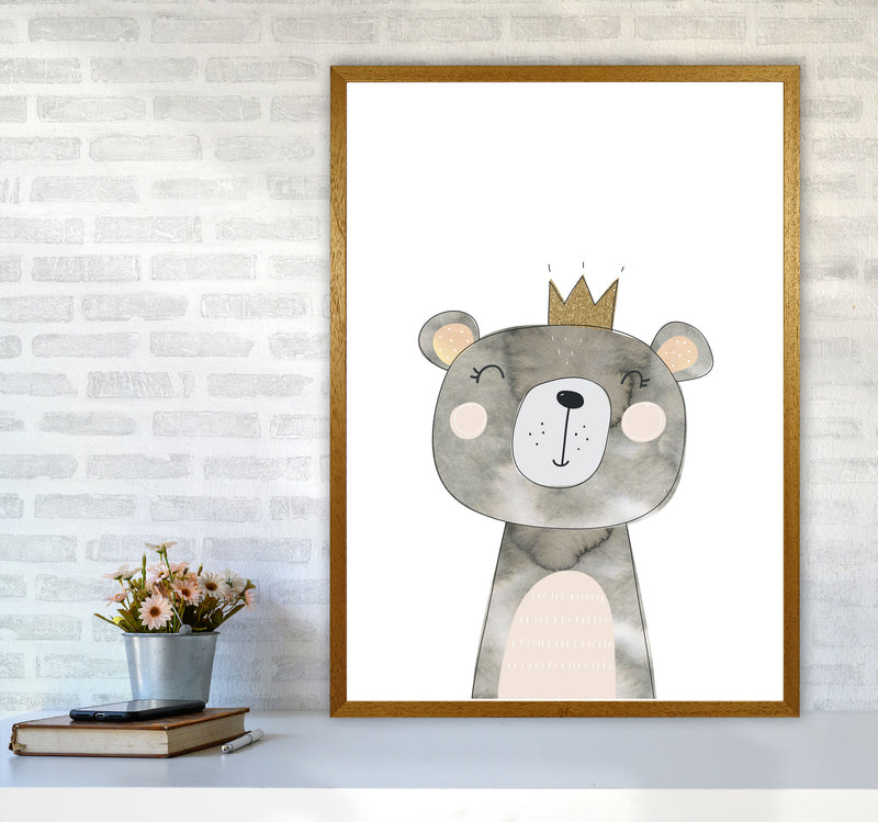 Scandi Grey Bear Watercolour Framed Nursey Wall Art Print A1 Print Only