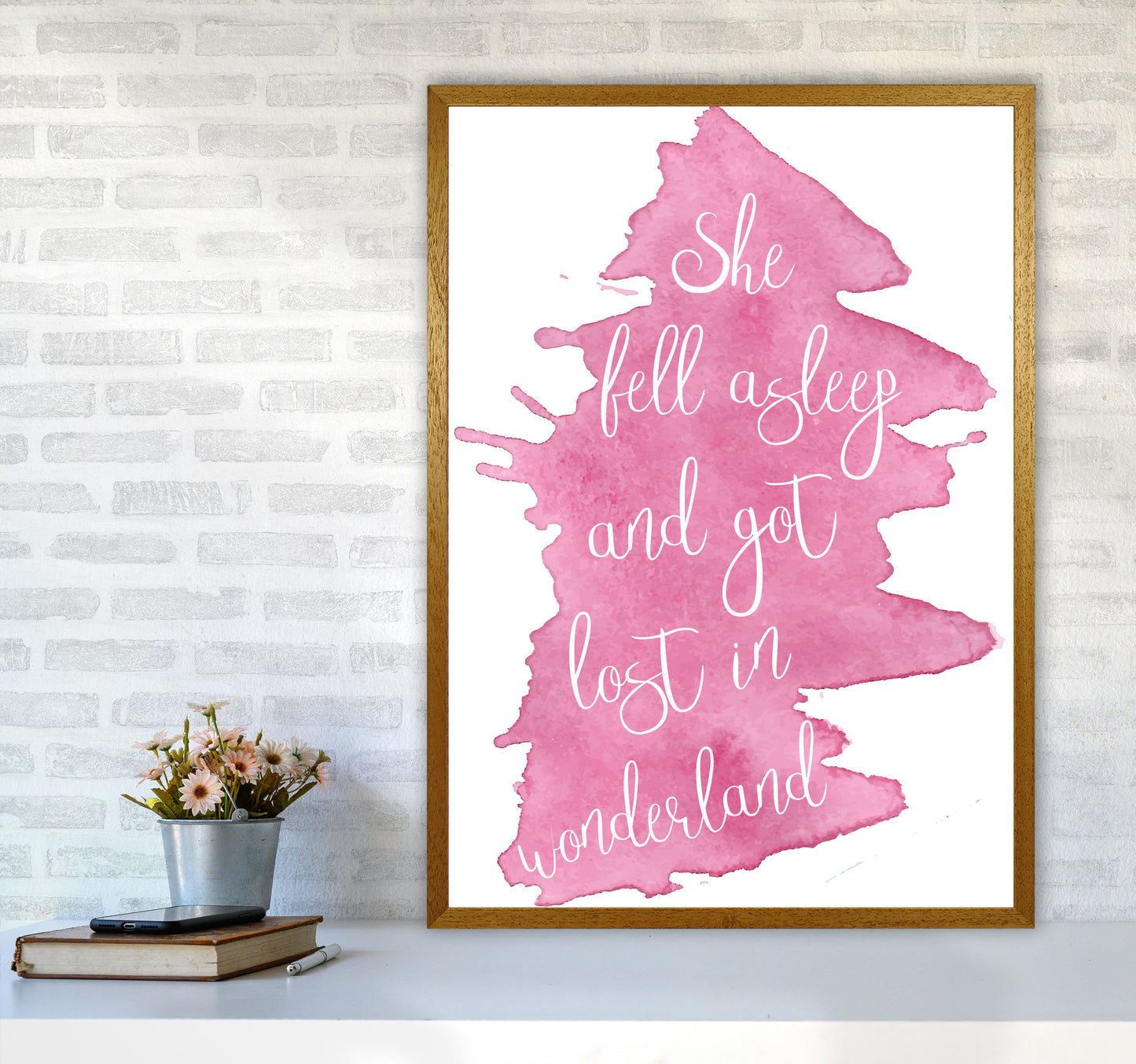 Wonderland Pink Watercolour Modern Print A1 Print Only
