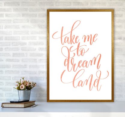 Take Me To Dreamland Peach Watercolour Modern Print A1 Print Only