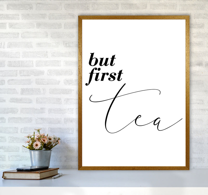 But First Tea Modern Print, Framed Kitchen Wall Art A1 Print Only
