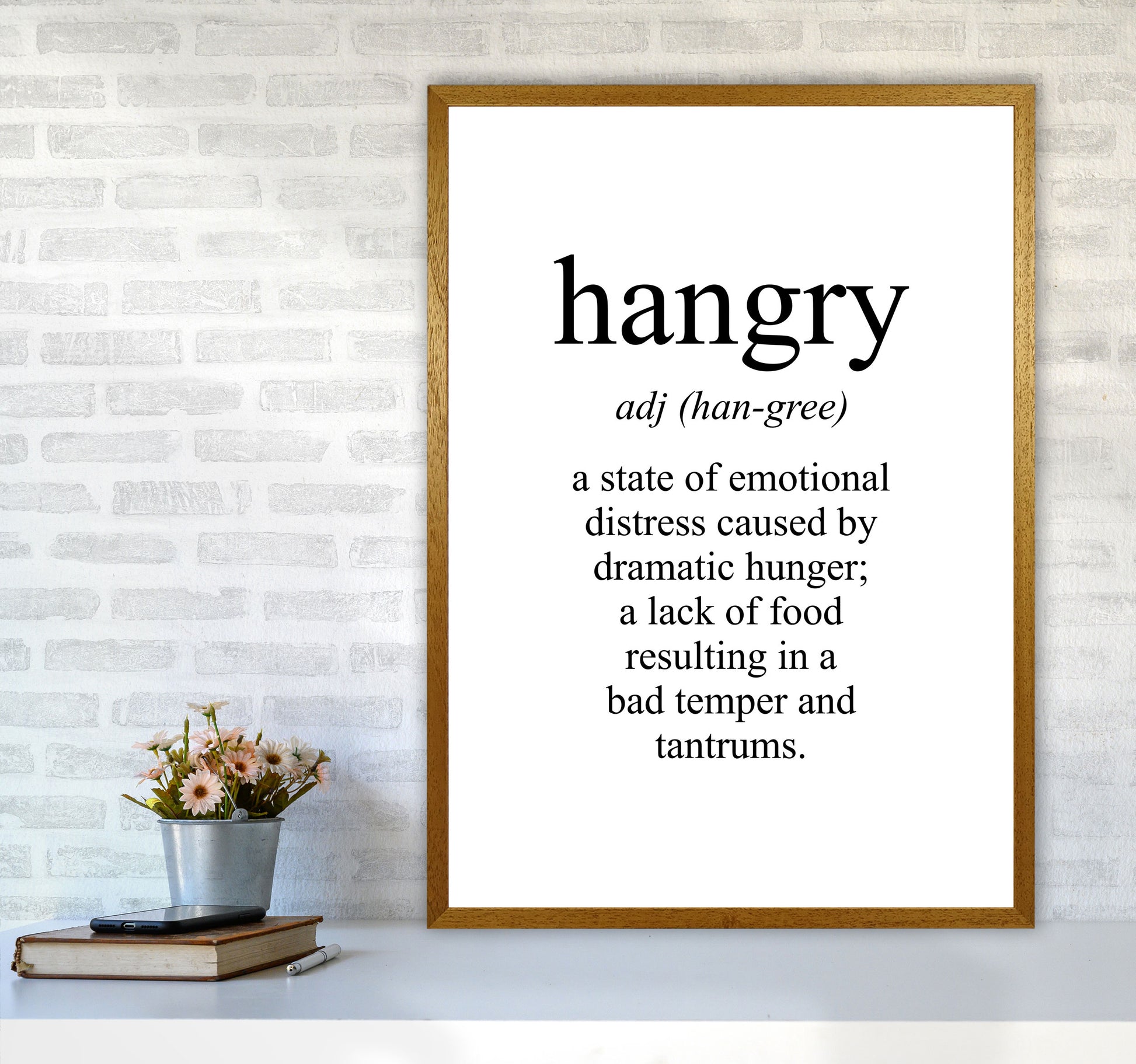 Hangry Modern Print, Framed Kitchen Wall Art A1 Print Only