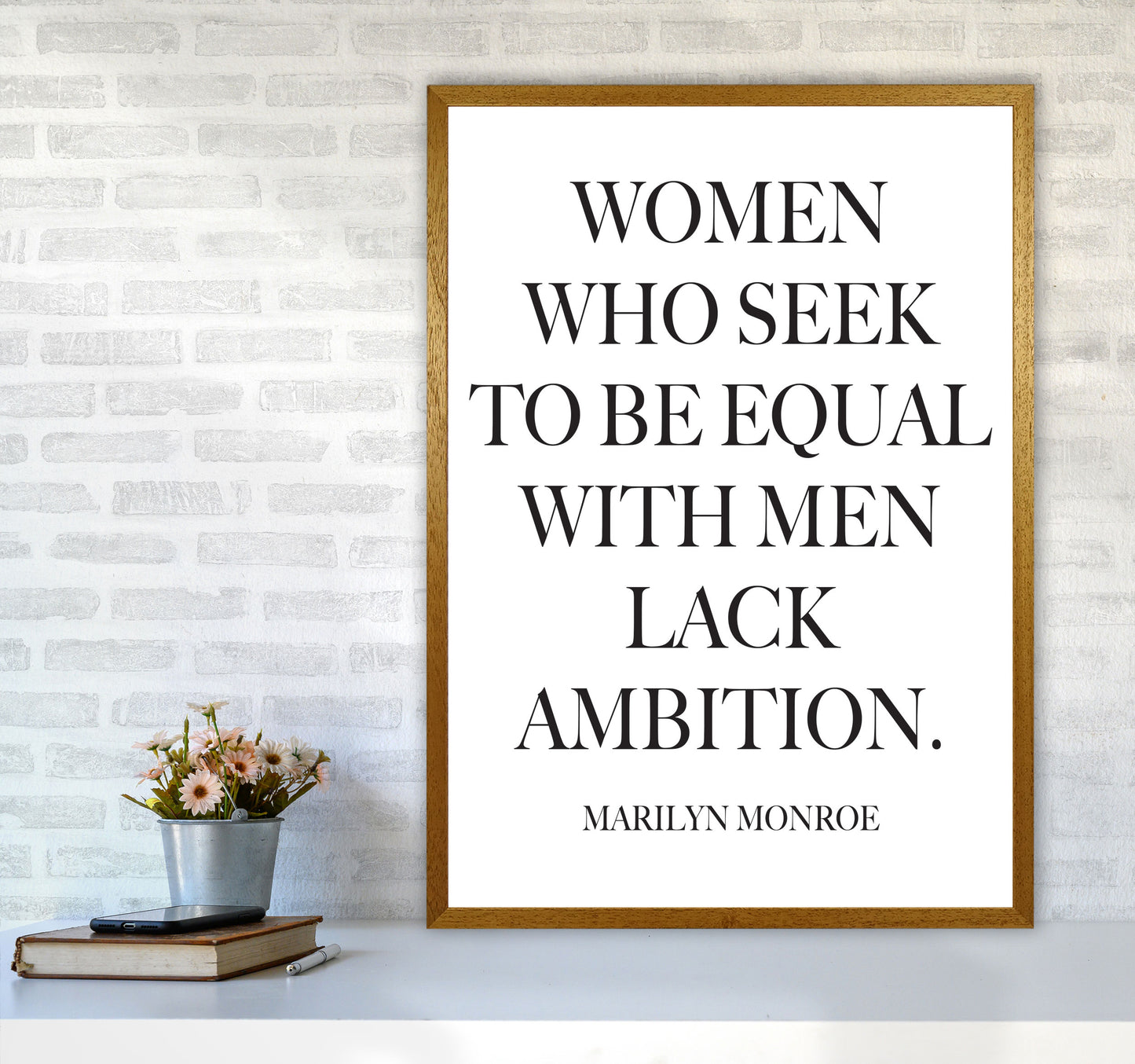 Equality, Marilyn Monroe Quote Framed Typography Wall Art Print A1 Print Only