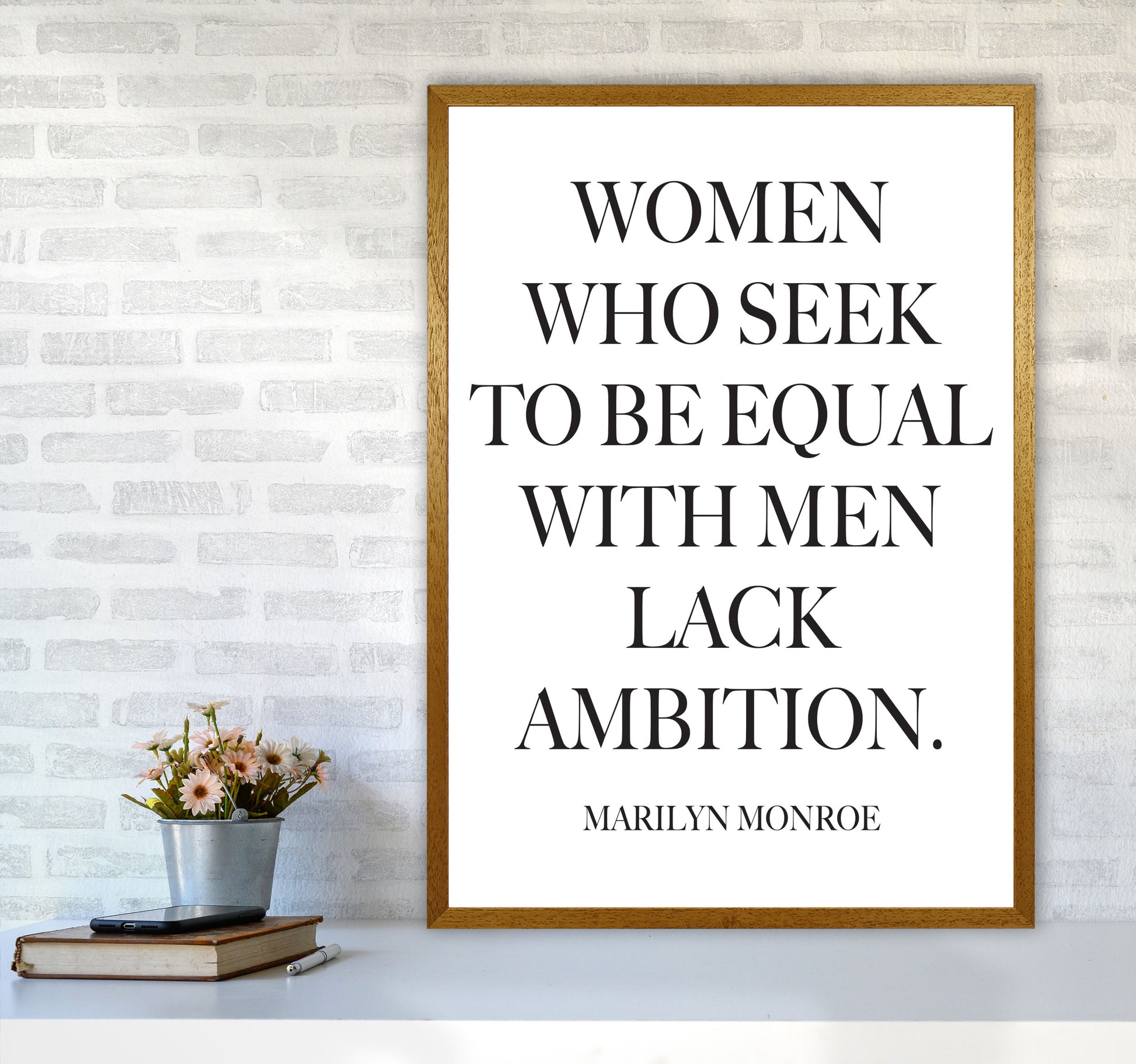 Equality, Marilyn Monroe Quote Framed Typography Wall Art Print A1 Print Only