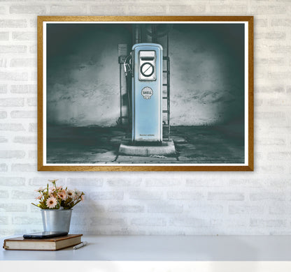 Little Blue Gas Pump Modern Print A1 Print Only
