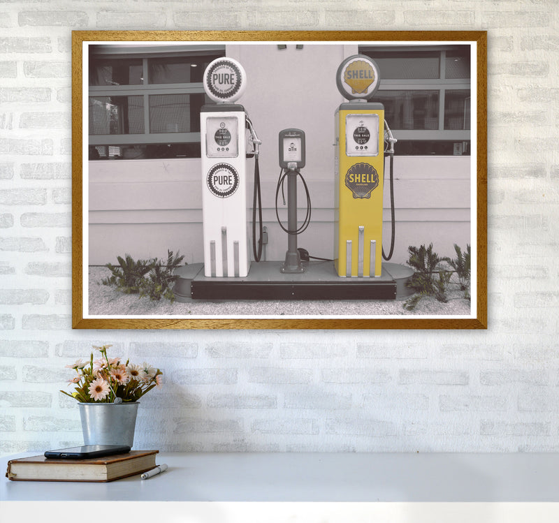 Vintage Shell Yellow Gas Pump Modern Print A1 Print Only