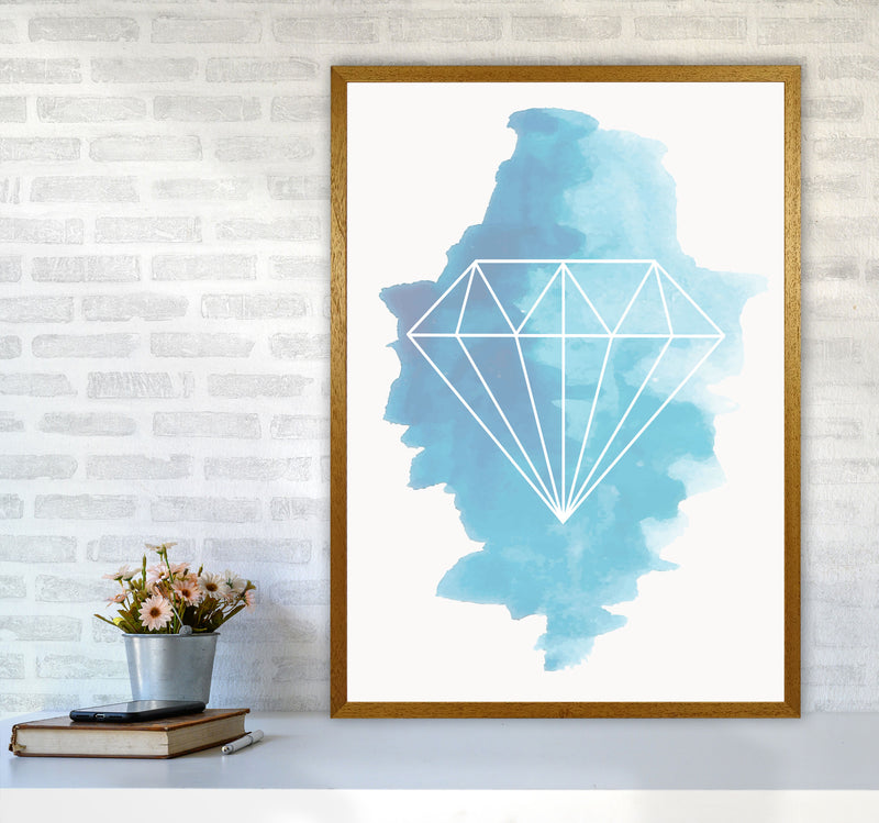 Geo Diamond Blue Watercolour Modern Print A1 Print Only