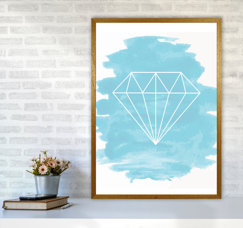 Geo Diamond Light Blue Watercolour Modern Print A1 Print Only