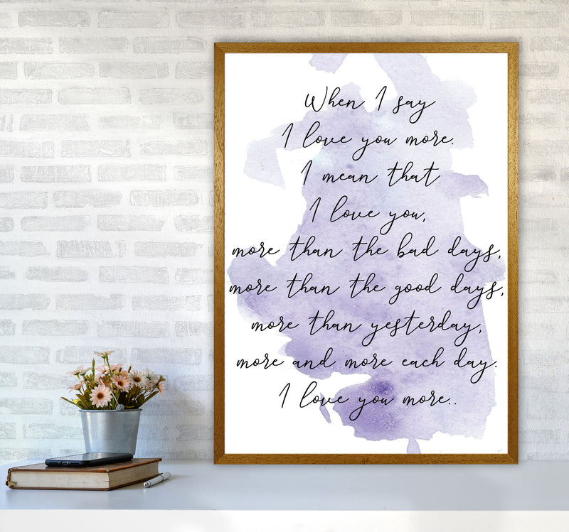 Love You More Purple Watercolour Modern Print A1 Print Only