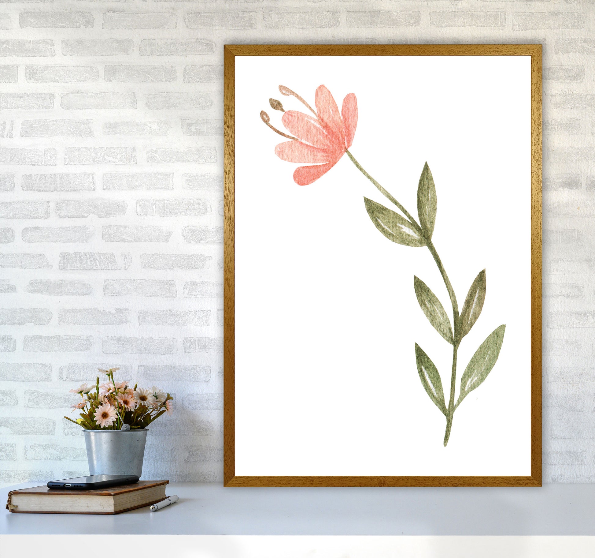 Pink Watercolour Flower 2 Modern Print A1 Print Only