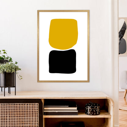 Mustard And Black Abstract Stones 3 Art Print by Pixy Paper A1 Print Only