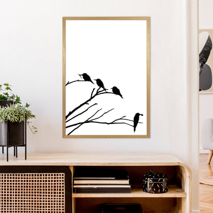 Corner Branch With Birds Art Print by Pixy Paper A1 Print Only
