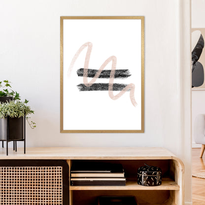 Dalia Chalk Pink And Black Line Contrast  Art Print by Pixy Paper A1 Print Only