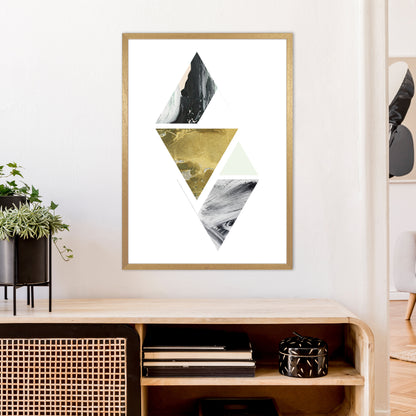 Green Marble Triangles Abstract  Art Print by Pixy Paper A1 Print Only