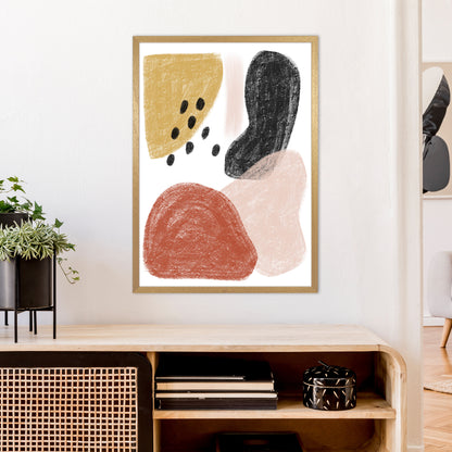 Dalia Chalk Black Polka Shapes  Art Print by Pixy Paper A1 Print Only