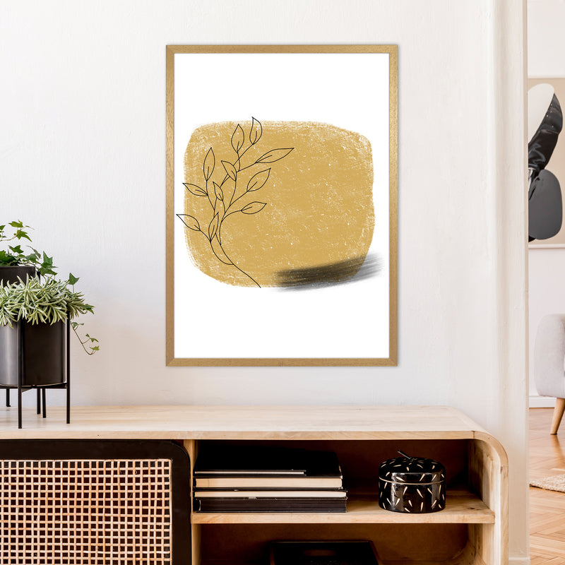 Dalia Chalk Gold Floral Square  Art Print by Pixy Paper A1 Print Only
