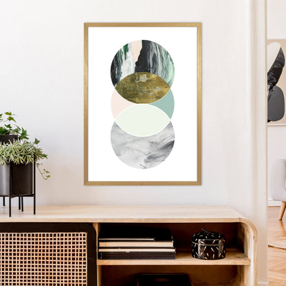 Green Marble Circles Abstract  Art Print by Pixy Paper A1 Print Only