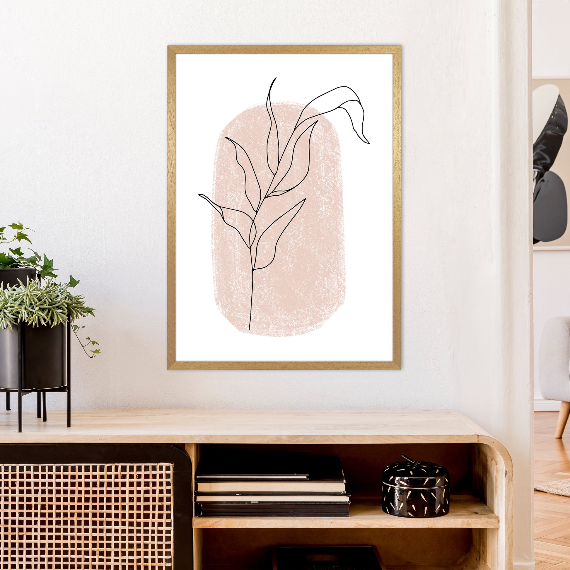 Dalia Chalk Pink Floral Leaf  Art Print by Pixy Paper A1 Print Only