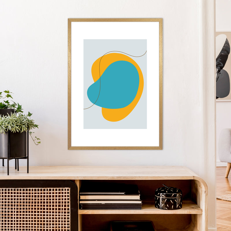 Mita Teal Bold Abstract N22  Art Print by Pixy Paper A1 Print Only