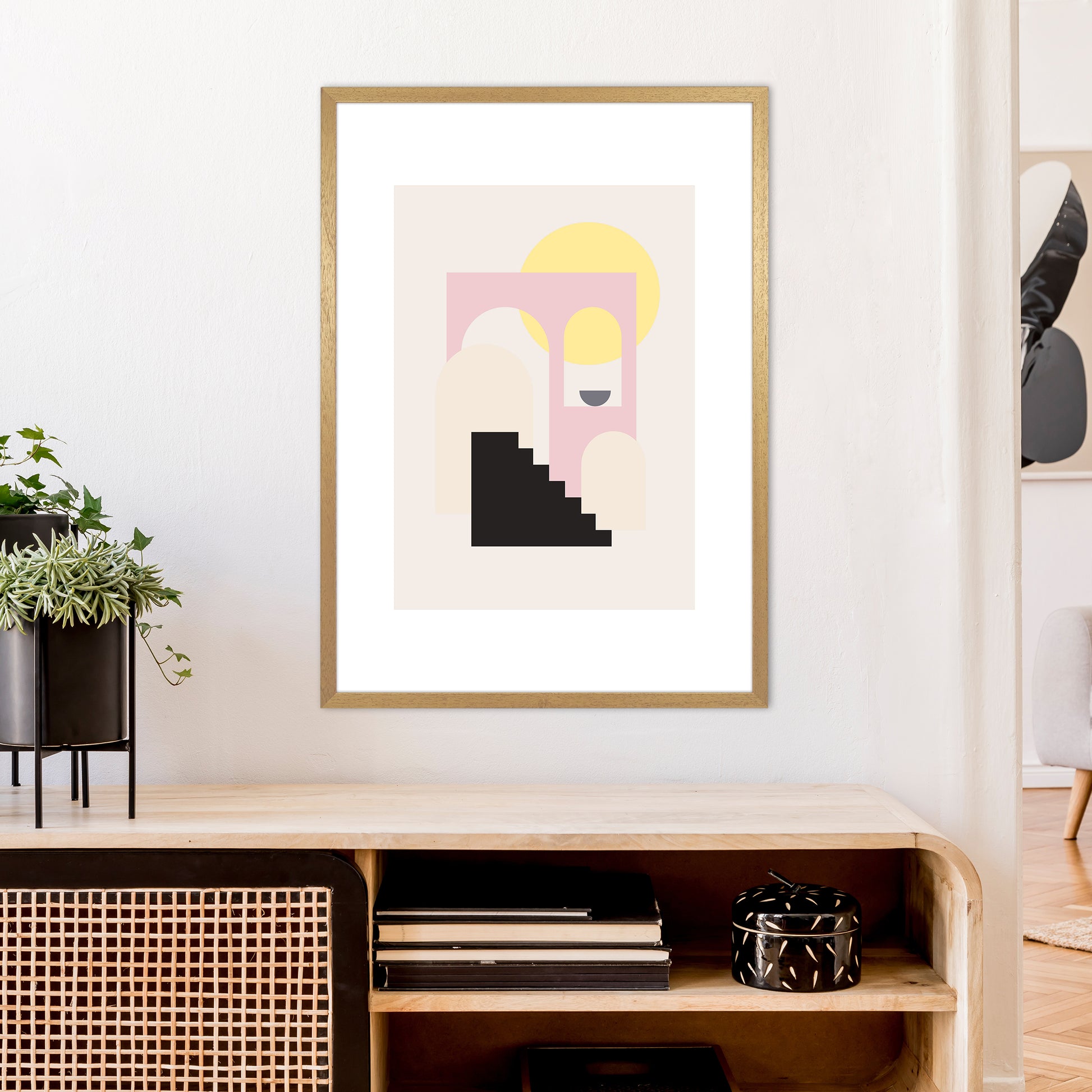 Mila Pink Stairs To Sun N6  Art Print by Pixy Paper A1 Print Only