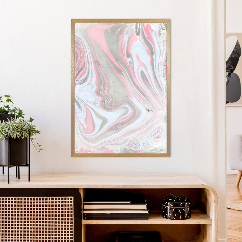Liquid Mix Stone And Pink  Art Print by Pixy Paper A1 Print Only