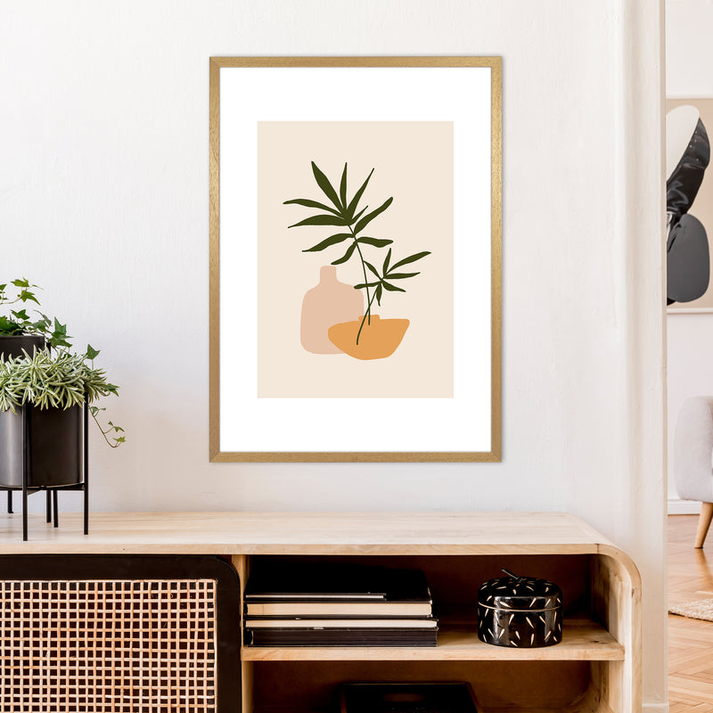Mica Plant Pots Beige N1  Art Print by Pixy Paper A1 Print Only