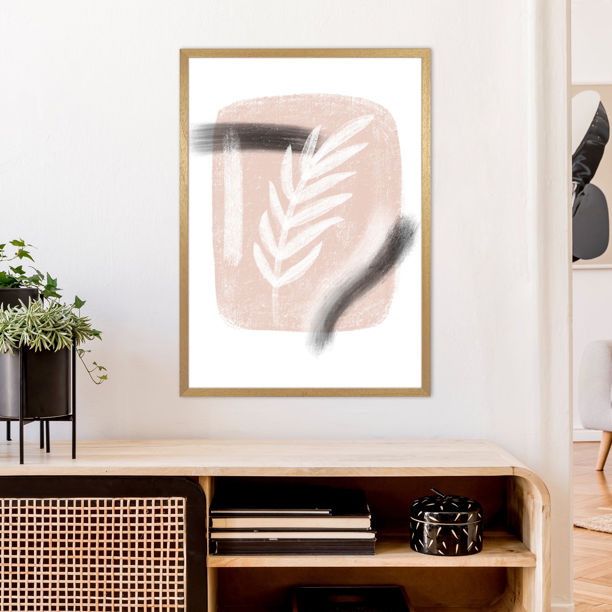 Dalia Chalk White Leaf  Art Print by Pixy Paper A1 Print Only
