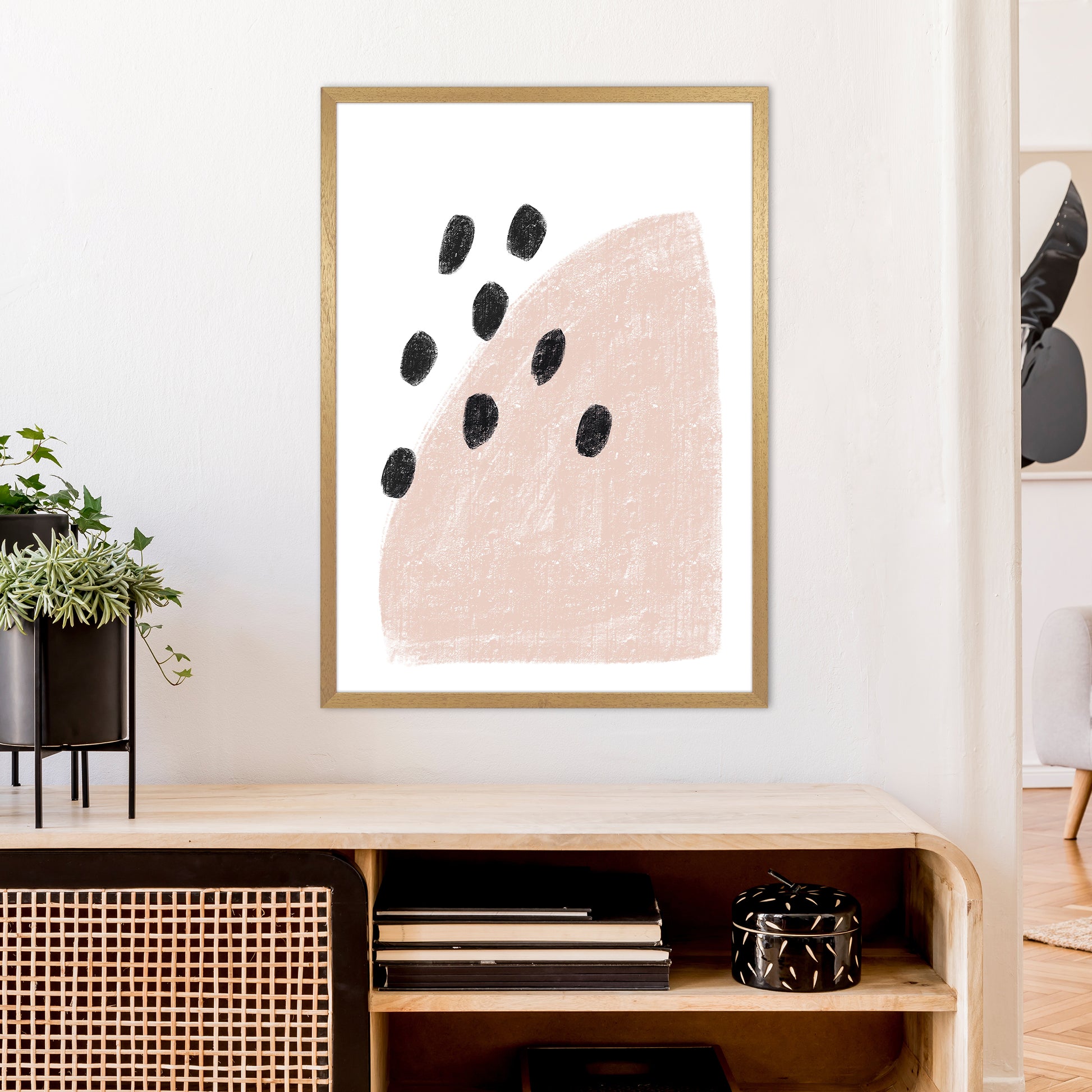 Dalia Chalk Pink Polka  Art Print by Pixy Paper A1 Print Only