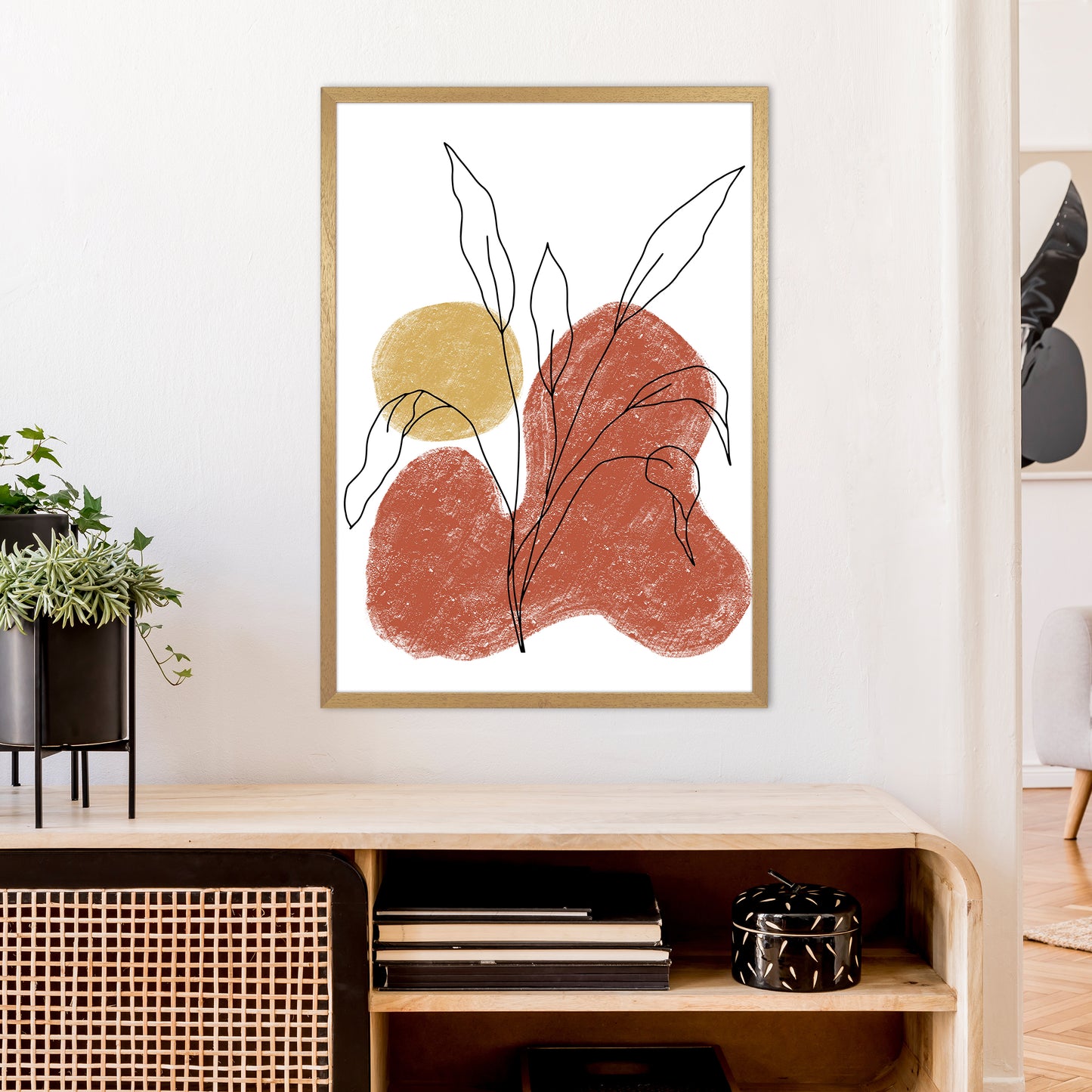 Dalia Chalk Red Floral  Art Print by Pixy Paper A1 Print Only